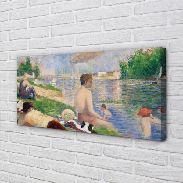 Obraz canvas Záverečná štúdia pre kúpajúcich v Asnieres - Georges Seurat 100x50 cm