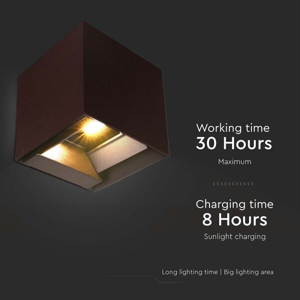 LED solárne nástenné svietidlo senzor LED/9W/3,7V 3000-5000K IP65 hnedá