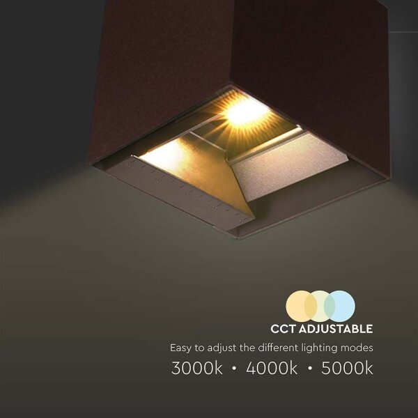 LED solárne nástenné svietidlo senzor LED/9W/3,7V 3000-5000K IP65 hnedá