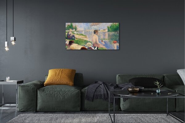 Obraz canvas Záverečná štúdia pre kúpajúcich v Asnieres - Georges Seurat 100x50 cm