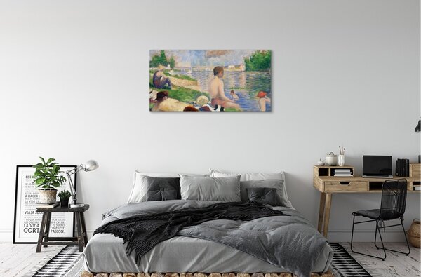 Obraz canvas Záverečná štúdia pre kúpajúcich v Asnieres - Georges Seurat 100x50 cm