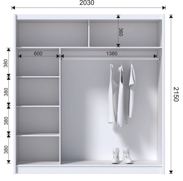 Šatní skriňa MIRO 203x215 cm dub craft s zrkadlom čierna