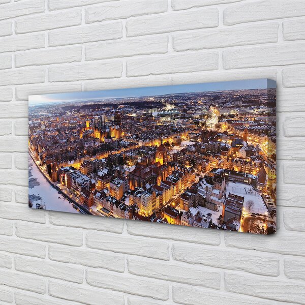 Obraz na plátne Gdańsk Winter panorama rieka 100x50 cm