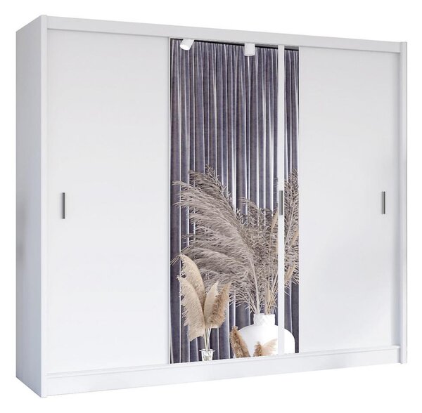 Šatní skriňa so zrkadlom SABRINA 250x215 cm biela