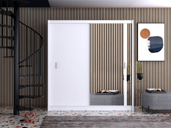 Šatní skriňa so zrkadlom SABRINA 203x215 cm biela