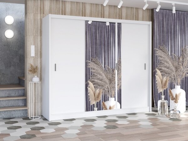Šatní skriňa so zrkadlom SABRINA 250x215 cm biela