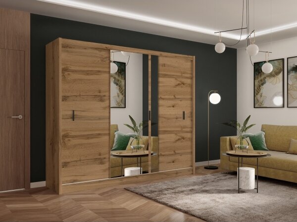 Šatní skriňa so zrkadlom SABRINA 250x215 cm dub woltan
