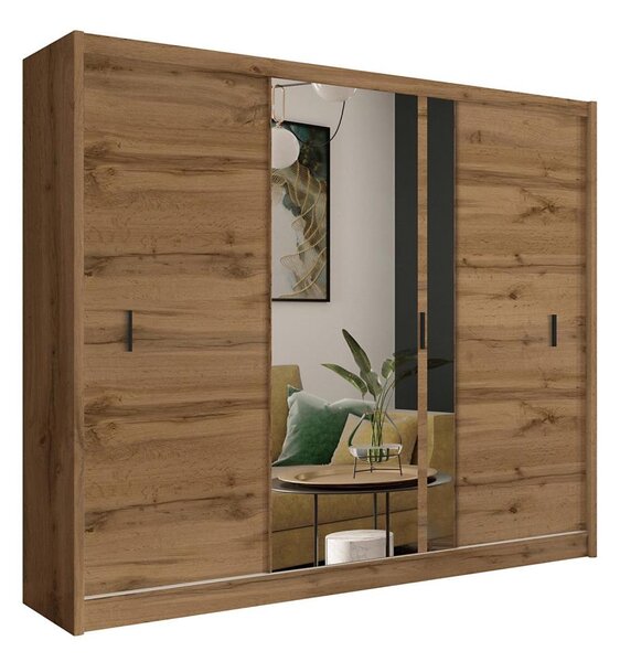 Šatní skriňa so zrkadlom SABRINA 250x215 cm dub woltan