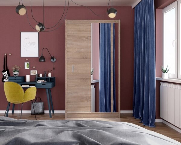 Šatní skriňa so zrkadlom SABRINA 120x215 cm dub sonoma