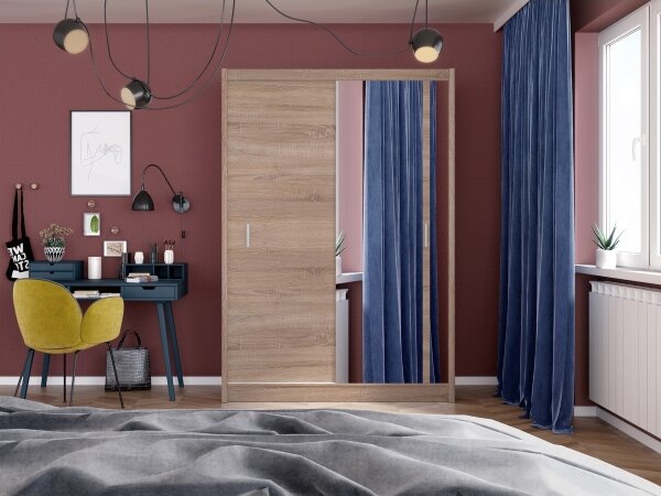 Šatní skriňa so zrkadlom SABRINA 150x215 cm dub sonoma
