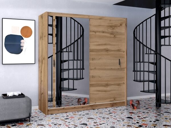 Šatní skriňa so zrkadlom SABRINA 203x215 cm dub woltan