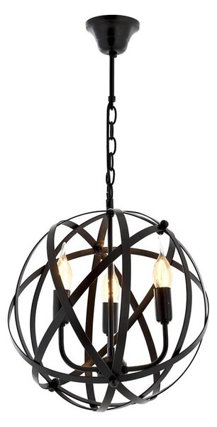 Luster na reťazi IRONBALL 3xE27/40W/230V čierny