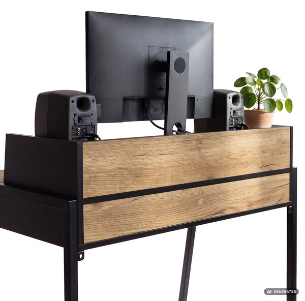 NovýNábytok.sk PC stolík Fubus (dub craft + čierna). Akcia -15%. Vlastná spoľahlivá doprava až k Vám domov. 1159685