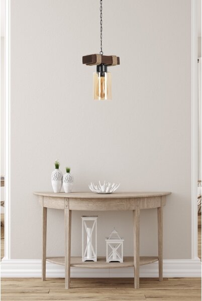 Luster na reťazi JASMIN 1xE27/40W/230V hnedá/béžová