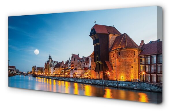 Obraz na plátne Rieka noc Gdańsk Staré Mesto 100x50 cm