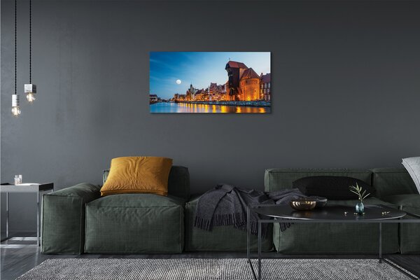 Obraz na plátne Rieka noc Gdańsk Staré Mesto 100x50 cm