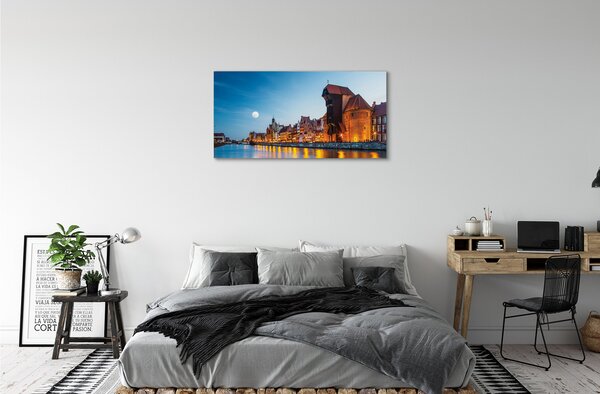 Obraz na plátne Rieka noc Gdańsk Staré Mesto 100x50 cm