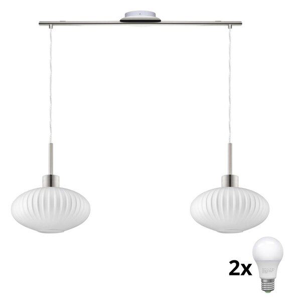 LED luster na lanku HARMA 2xE27/60W/230V matný chróm/biela
