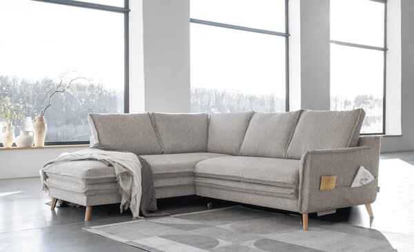 Béžová rozkladacia rohová pohovka (ľavý roh) Charming Charlie – Miuform