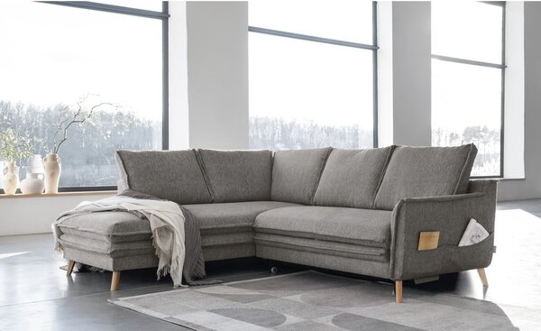 Sivá rozkladacia rohová pohovka (ľavý roh) Charming Charlie – Miuform