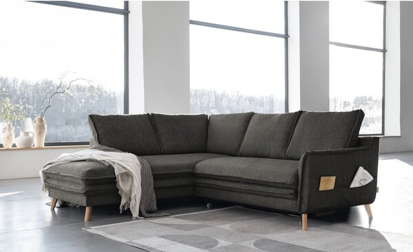 Tmavosivá rozkladacia rohová pohovka (ľavý roh) Charming Charlie – Miuform
