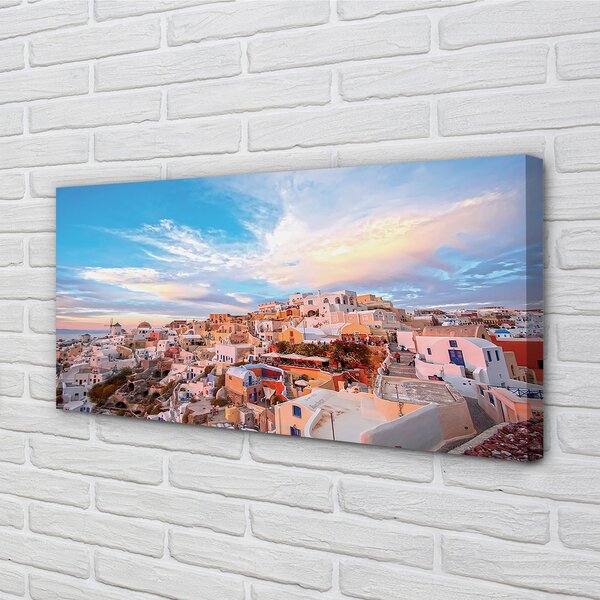 Obraz na plátne Grécko panorámu mesta západ slnka 100x50 cm