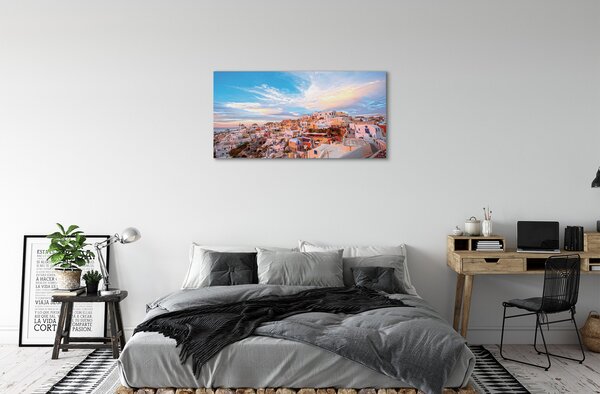 Obraz na plátne Grécko panorámu mesta západ slnka 100x50 cm