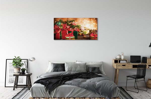 Obraz na plátne Darčeky vianočné ozdoby svetla 100x50 cm