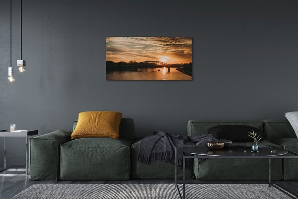 Obraz na plátne Krakow river bridge sunset 100x50 cm