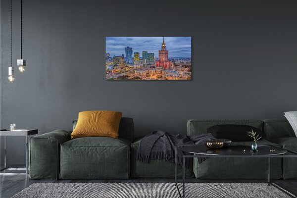 Obraz na plátne Warsaw Panorama západu slnka 100x50 cm