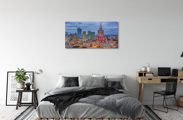 Obraz na plátne Warsaw Panorama západu slnka 100x50 cm