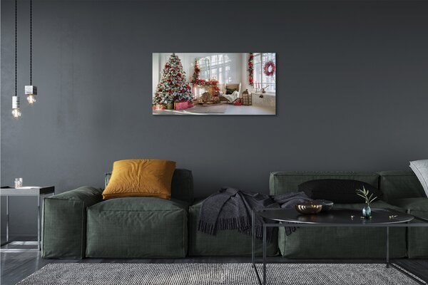 Obraz na plátne Ozdoby na vianočný stromček darčeky 100x50 cm