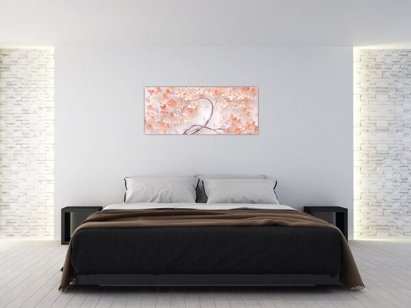 Obraz koralových kvetov stromu - abstrakt (120x50 cm)