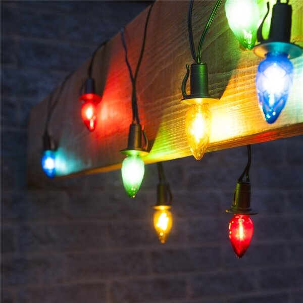 LED vonkajšia girlanda CONE FILAMENT 20xE10 19m farebná/teplá biela IP44