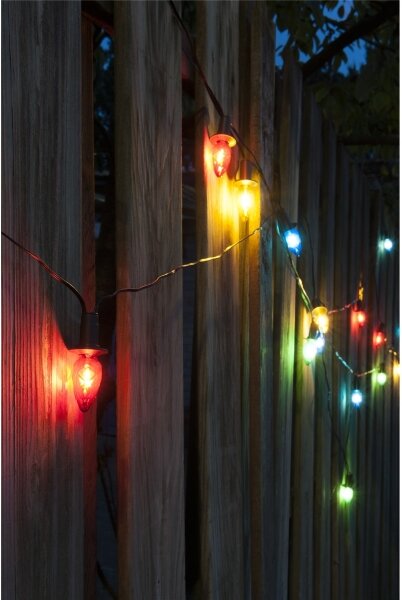 LED vonkajšia girlanda CONE FILAMENT 20xE10 19m farebná/teplá biela IP44