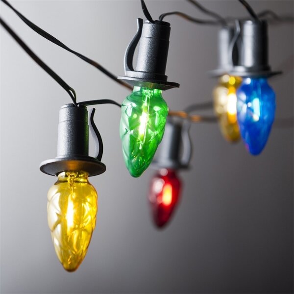 LED vonkajšia girlanda CONE FILAMENT 20xE10 19m farebná/teplá biela IP44