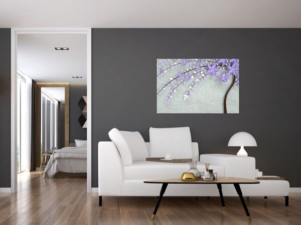 Obraz - Fialový dážď (90x60 cm)
