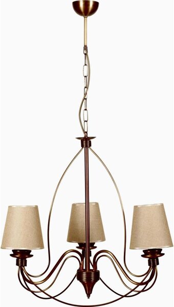 Luster na reťazi CLASSIC 3xE14/40W/230V bronzový/béžový
