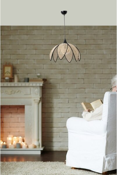 Luster na lanku FUME 1xE27/40W/230V pr. 40 cm čierna/béžová