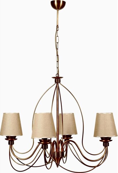 Luster na reťazi CLASSIC 4xE14/40W/230V bronzová/béžová