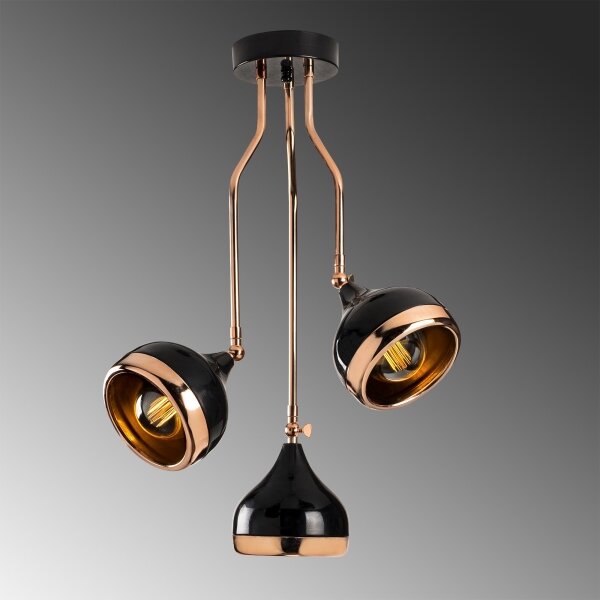 Luster na tyči YILDO 3xE27/40W/230V čierna/medená
