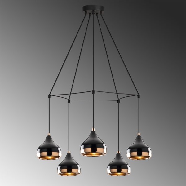 Luster na lane YILDO 5xE27/40W/230V čierna/medená