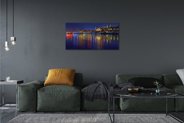 Obraz na plátne Varšava mesto noc rieka most 100x50 cm