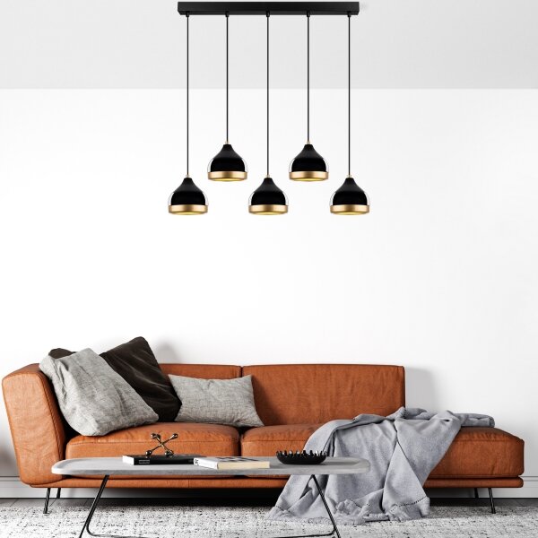 Závesný luster na lanku YILDO 5xE27/40W/230V čierna/zlatá