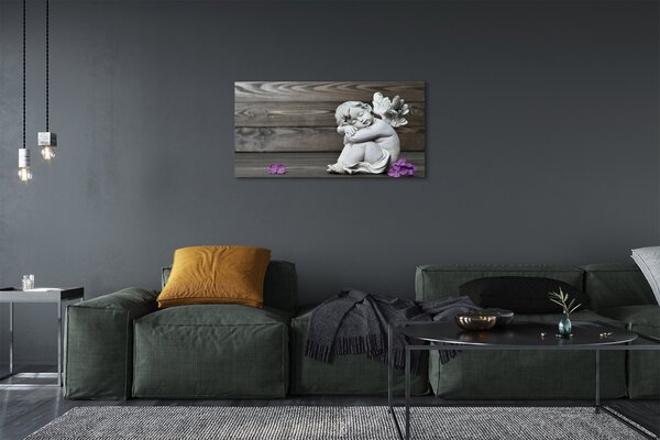Obraz na plátne Spiace anjel kvety dosky 100x50 cm