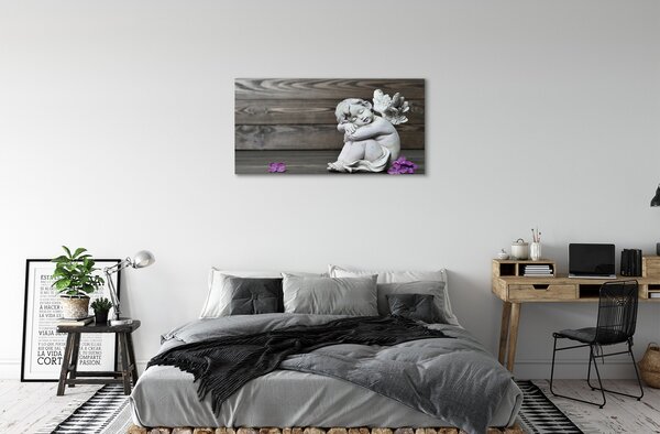 Obraz na plátne Spiace anjel kvety dosky 100x50 cm