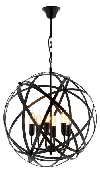 Závesný luster na reťazi IRONBALL 6xE27/40W/230V čierna