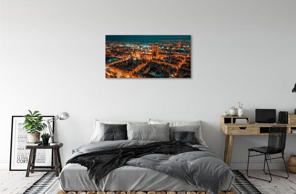 Obraz na plátne Nočná panoráma Gdansku kostola 100x50 cm