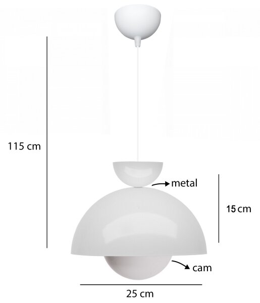 Luster na lanku SALVA 1xE27/15W/230V biely