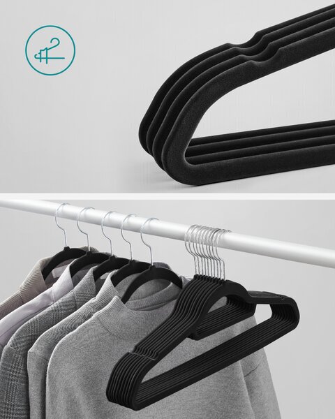 SONGMICS Ramienka na šaty čierne 43 cm 50 ks